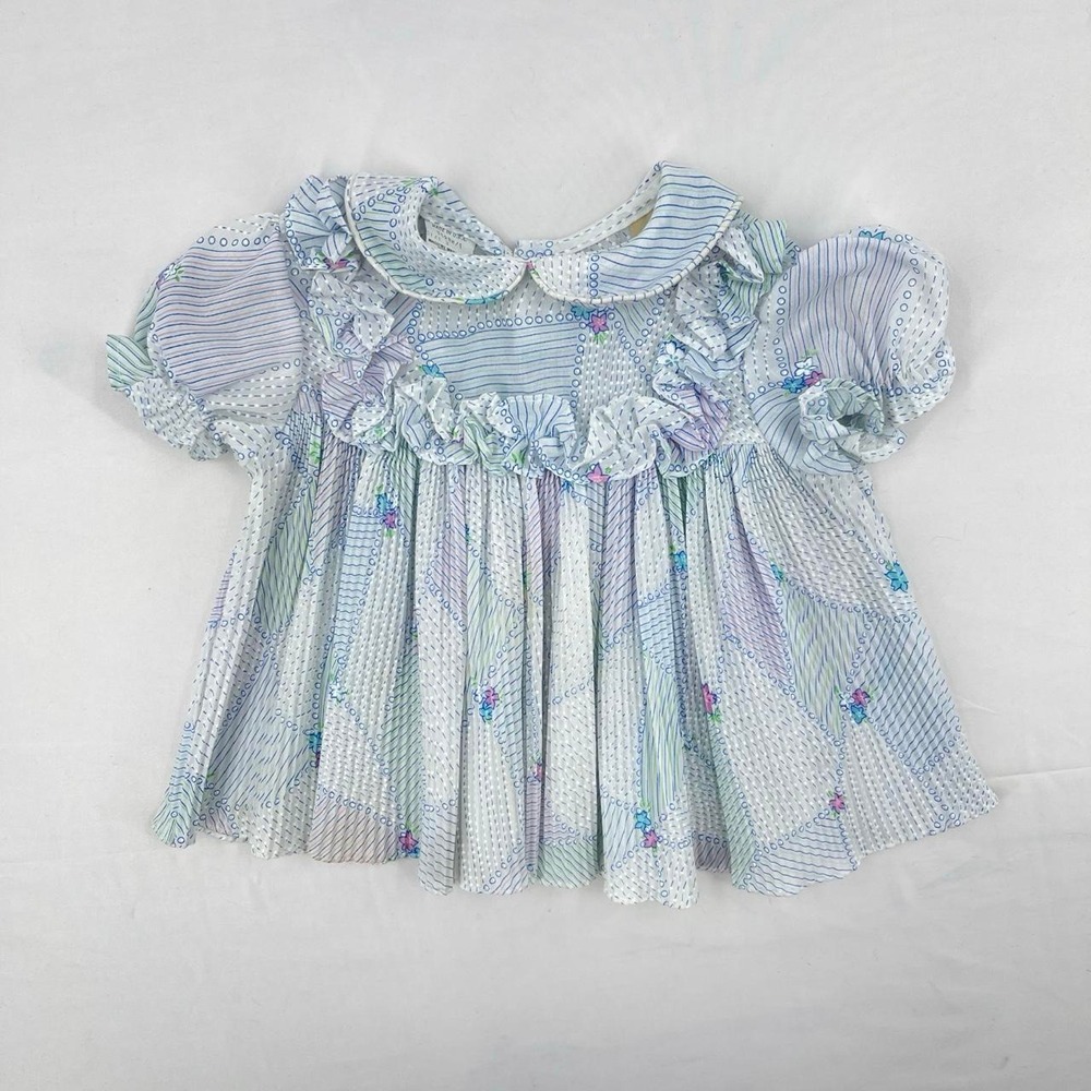 Vintage 70s Disney Winnie The Pooh Girl's Smock Dress Top 3 Floral Ruffle Rare